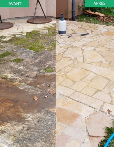 Terrasse avant et après nettoyage